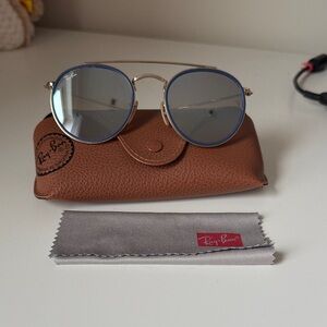 Ray-Ban Gold Frame Sunglasses with Blue Accents